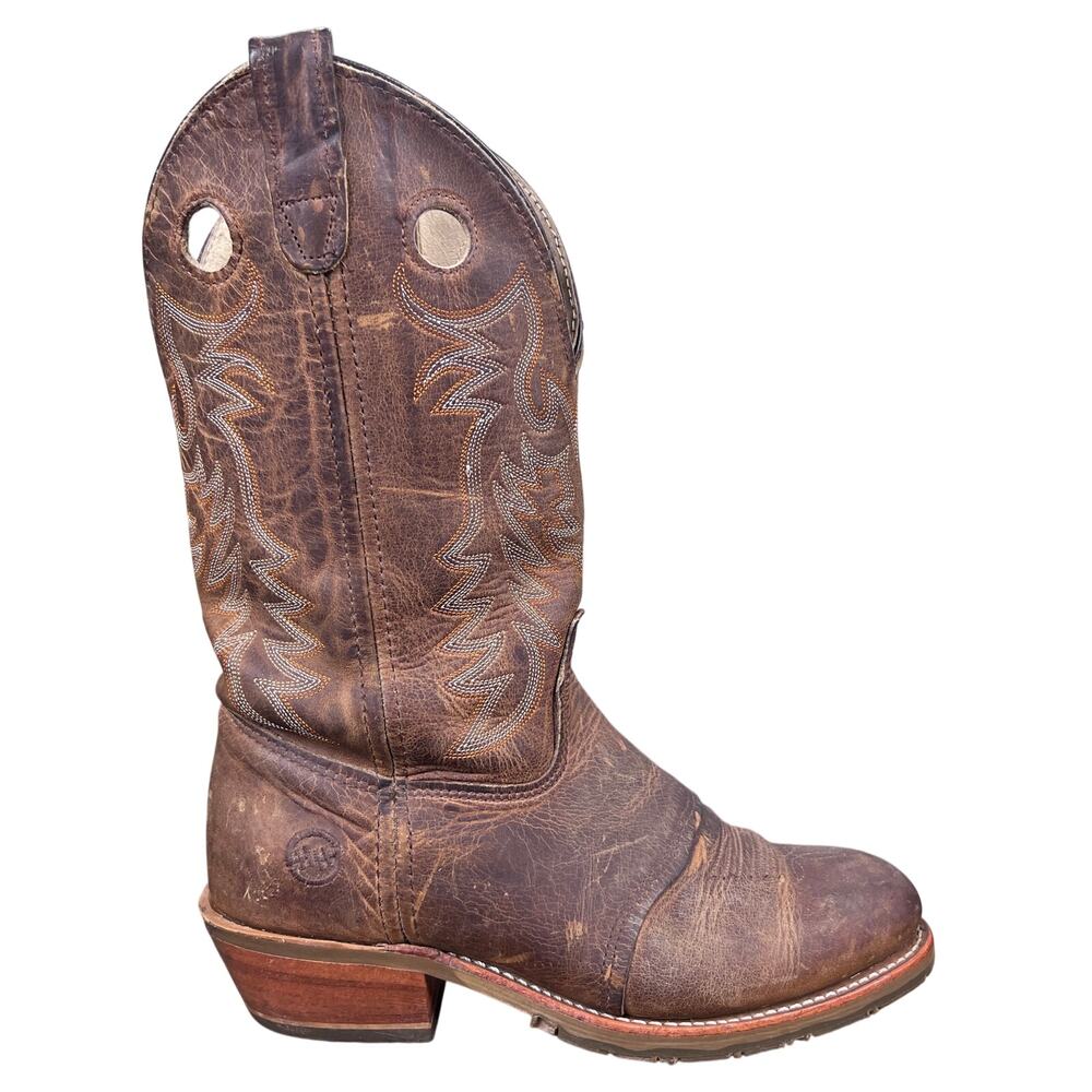 Double-H Men’s Buckaroo Brown Leather Wide Cowboy Boots Size 10 W
